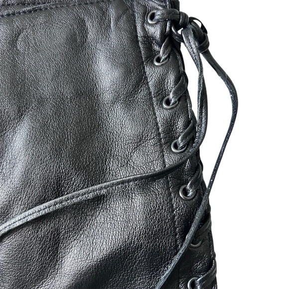 Bebe Black Leather Pencil Mini Skirt with Whipstitch Detail SZ 6 - Picture 3 of 5